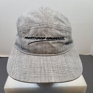 Northrop Grumman 5 Panel Hat Cap Gray Spell Out Logo 2000s Y2K Aerospace Space